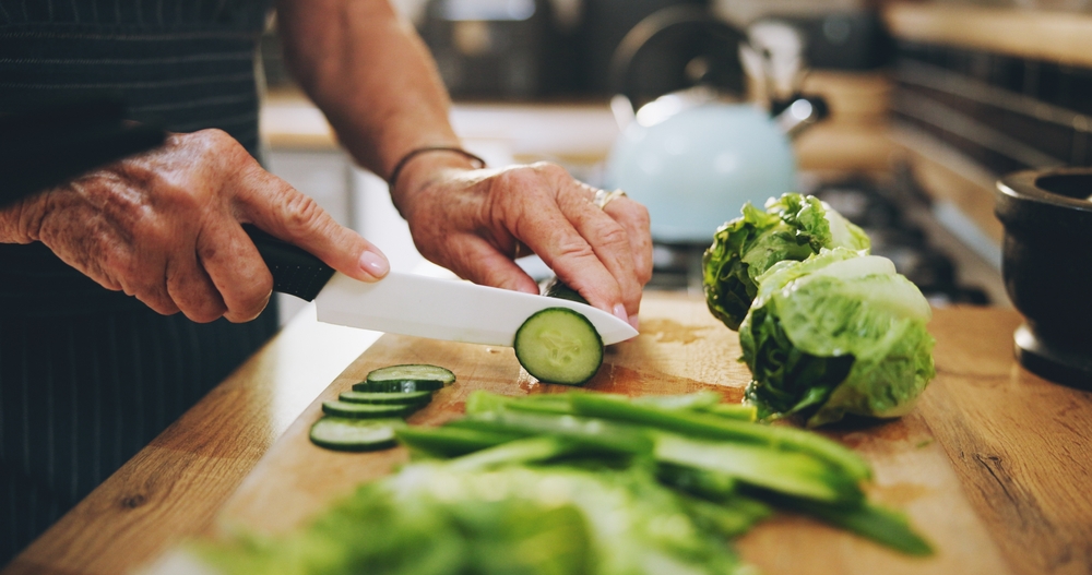 Chopping fresh vegetables