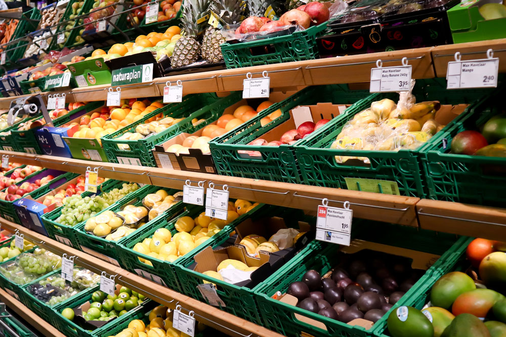 Produce section at a grocery store